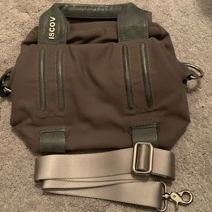 ISCOV grey canvas square cross body purse